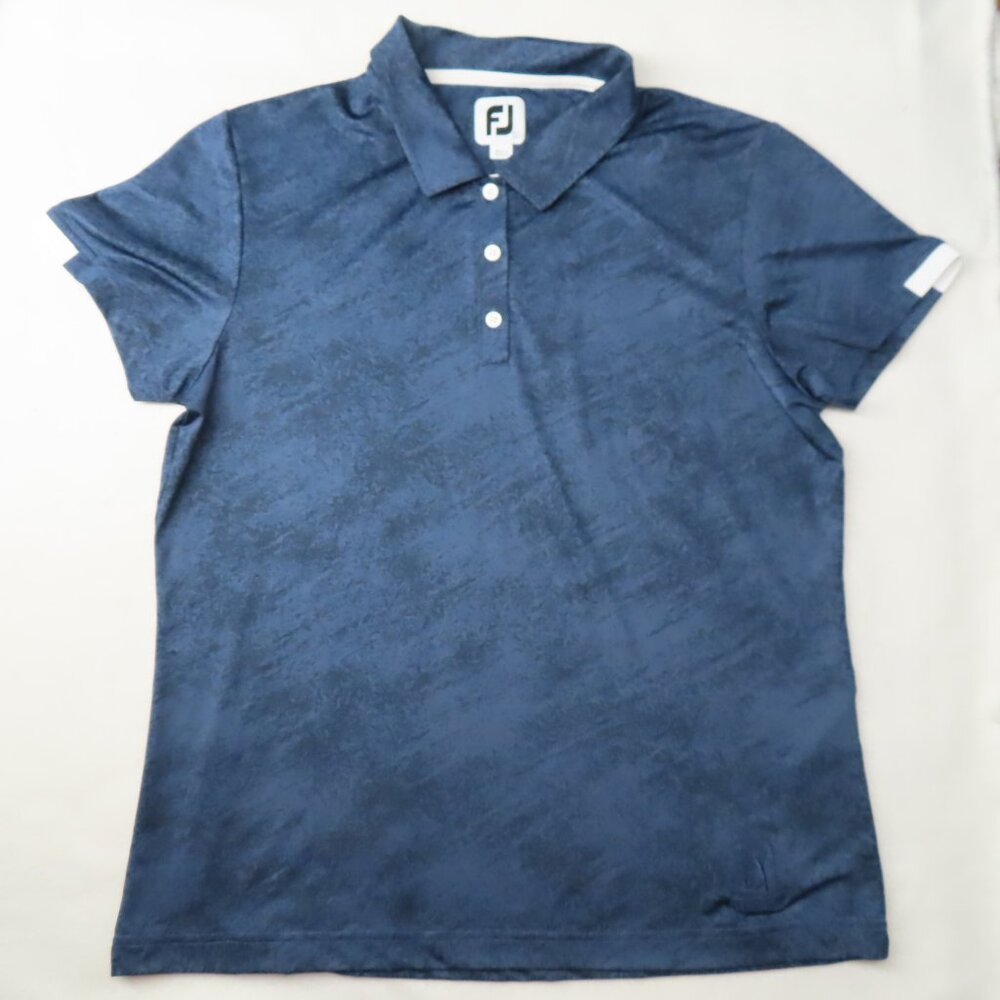 Footjoy Women's Golf Polo‎ Shirt Blue Large Athleisure Casual Activewear Logo